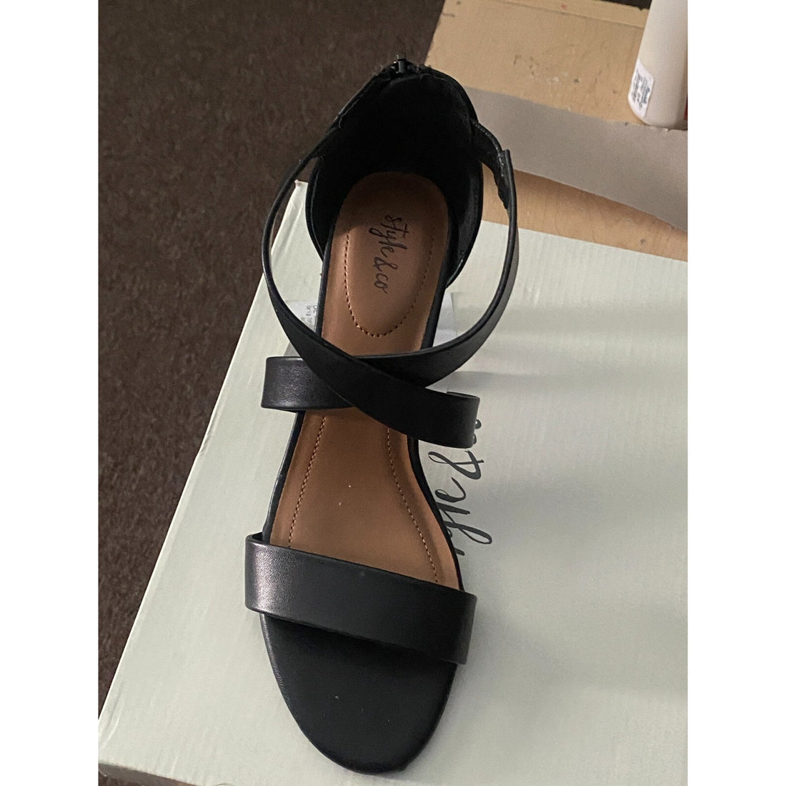 Style & Co Paysonn Black Dress Sandals Size 8.5M Open Toe Heels