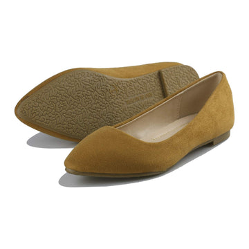 Women's Ballet Flats , Size 8 Tan Pointed Toe Slip On Suede Shoes For Women