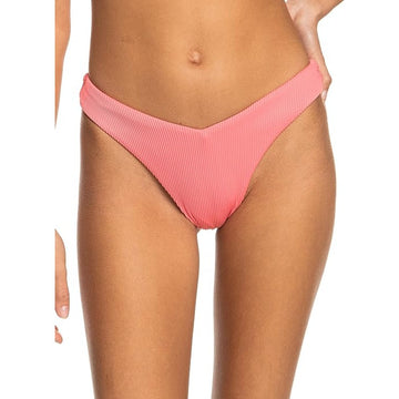 Roxy Women's Ribbed Love Cheeky High Leg Bikini Bottoms Tea Rose Size Small
