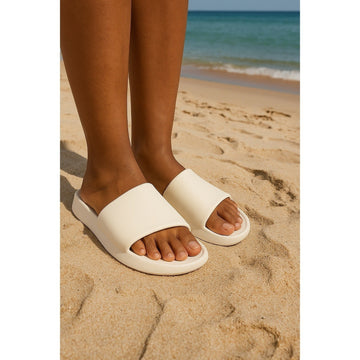 All In Motion Women's Makenna White Slide Sandals - Size 10 Slip-On Comfort