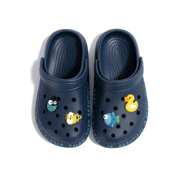 Kids Clogs Sandals Slides with Charms Navy Blue Slip On Shoes Size 1.5