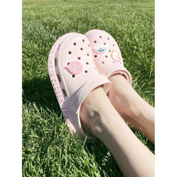 Big Girls' Pink Clog Sandals with Charms – Size 6