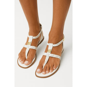 Michael Kors Sasha Logo Flat Sandals White Size 6