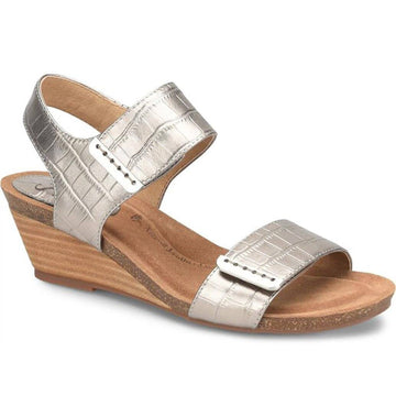 Sofft Verdi Anthracite Croco Wedge Sandals Women's Size 11M Comfort Leather