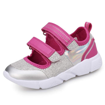 UOVO Girls' Pink and Silver Lightweight Sneakers with EVA Foam Sole - Size 3