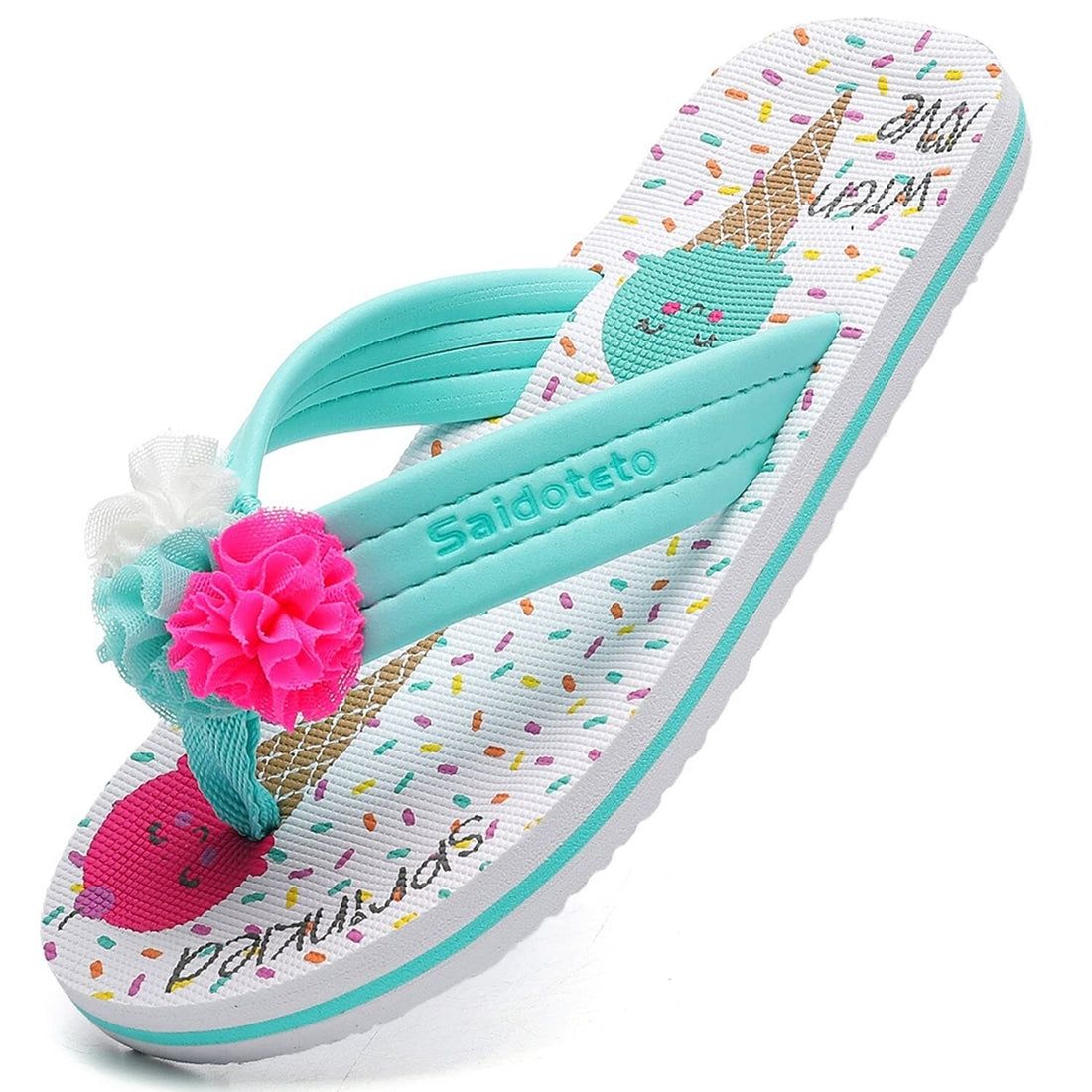 Saidoteto Toddler Girl Ice Cream Flip Flops Summer Sandals - Size 12