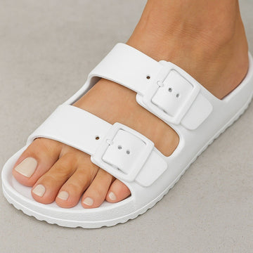 Shade & Shore Neida White Footbed Slide Sandals Size 9 Two Band EVA