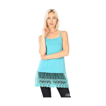Zenana Ash Mint Spandex Top with Lace Trim Size S