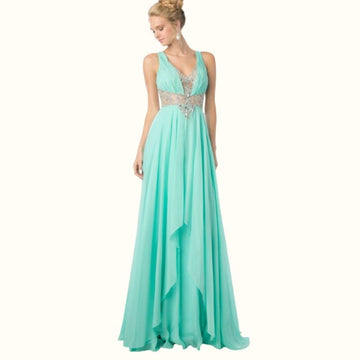 Cinderella Divine Mint Green Chiffon Beaded Evening Gown Size 4