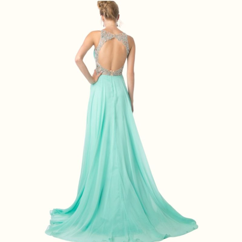 Cinderella Divine Mint Green Chiffon Beaded Evening Gown Size 4