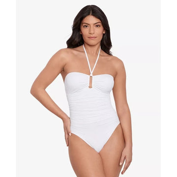 Lauren Ralph Lauren White Ring Bandeau One Piece Swimsuit for Women - Size 6