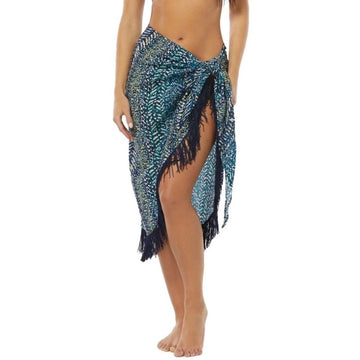 Vince Camuto Fringe Hem Printed Sarong Wrap Swim Cover-Up Size XXS