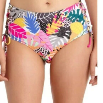 California Waves Bikini Bottoms - Junior High Waist Floral Swim Bottoms Size XS