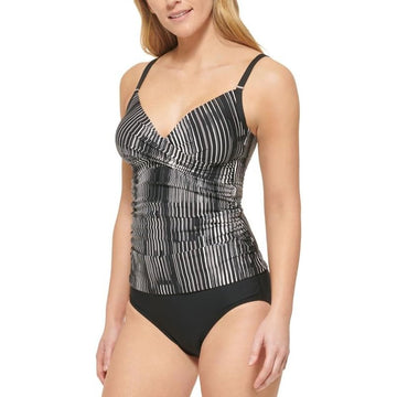 Calvin Klein Women's Twist-Front Scoop-Back Tummy-Control Tankini Top Size M
