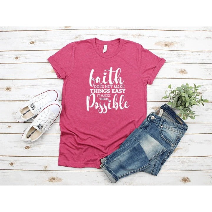 Women's Faith T-Shirt - Short Sleeve Cotton Round Neck Tee Size XL