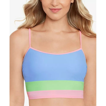 SALT + COVE Juniors' Colorblocked Longline Bikini Top - Size Large