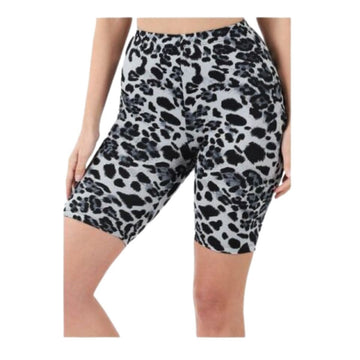 Zenana Women's Gray Animal Print Bike Shorts Size Small