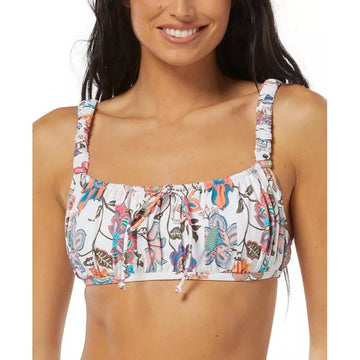 SUNDAZED Women's Ledia Floral-Print Shirred Bikini Top Size 34 B/C