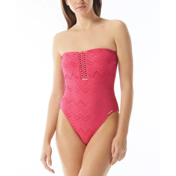 VINCE CAMUTO Crochet Bandeau One Piece Swimsuit - Size 10