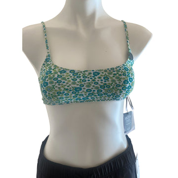 Cotton On Straight Neck Crop Bikini Top Green Size Small