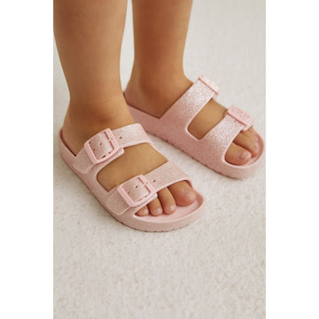 Cat & Jack Glitter Sandals Slides Adjustable Buckle Pink Sparkle Shoes Size 1