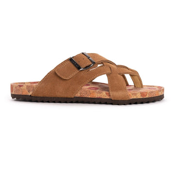 Muk Luks Tanner Terra Turf Sandals - Cognac Suede Women's Size 9