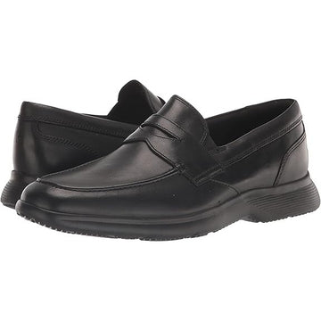 Rockport Men's Black Leather Loafers With Comfort Sole Black Size 9W Brand New