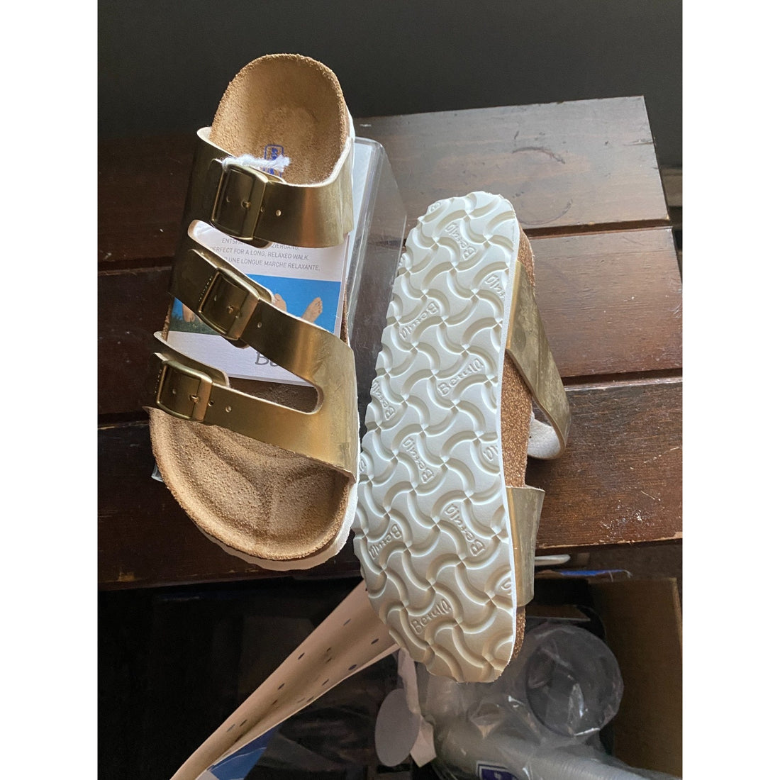 Birkenstock Betula Leo Soft Sandals Gold Birko-Flor EU 37 Narrow