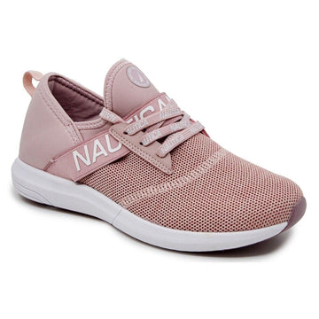Pink sneaker with white sole on a white background
