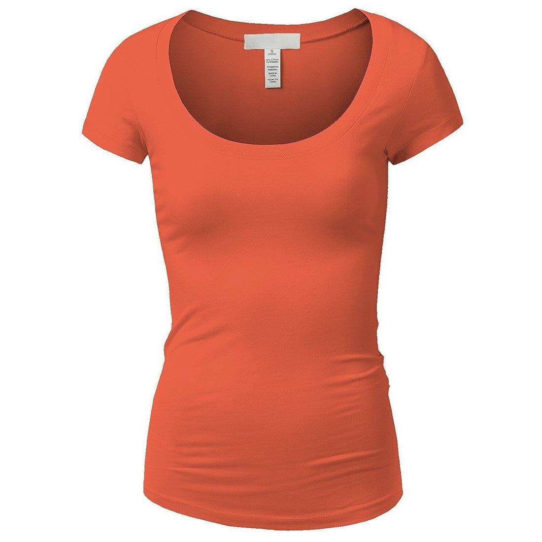 Active Basic Juniors Deep Scoop Neck T-Shirt - Coral, XXL