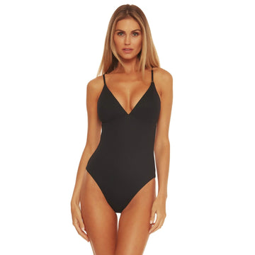 Becca By Rebecca Women's Black One-Piece Swimsuit Tie Back Size M