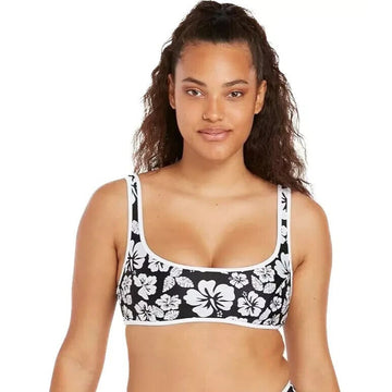 Volcom BLACK COMBO Reversible Juniors Coco Scoop Bikini Swim Top US XS