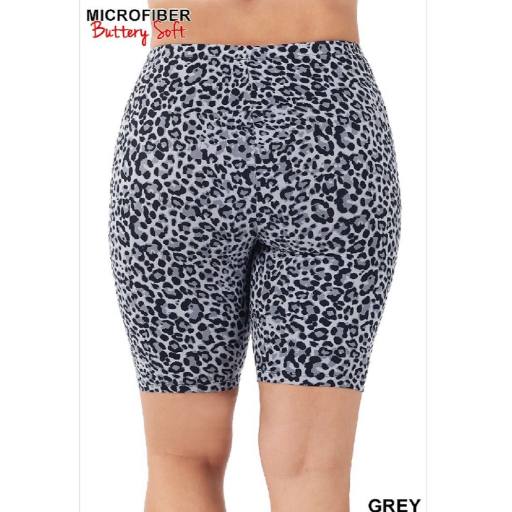 Zenana Women's Gray Animal Print Bike Shorts