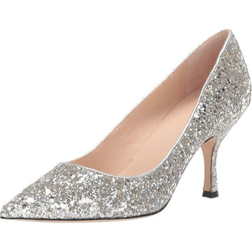 Kate Spade Women's Evening Pumps Elegant Silver Glitter Sonia Size 10.5 M