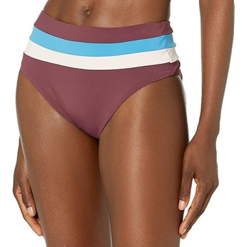 BAR III Women's Colorblocked High-Waist Bikini Bottoms Brown