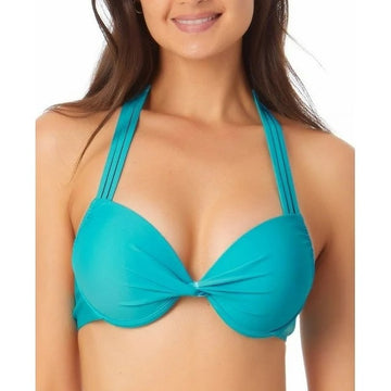 CALIFORNIA WAVES Bikini Top Junior Size D/DD Push-Up Turquoise Swim Top