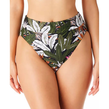 Bar III Women's High Waist Swim Bikini Bottoms Size XL Tropical Leaf Print