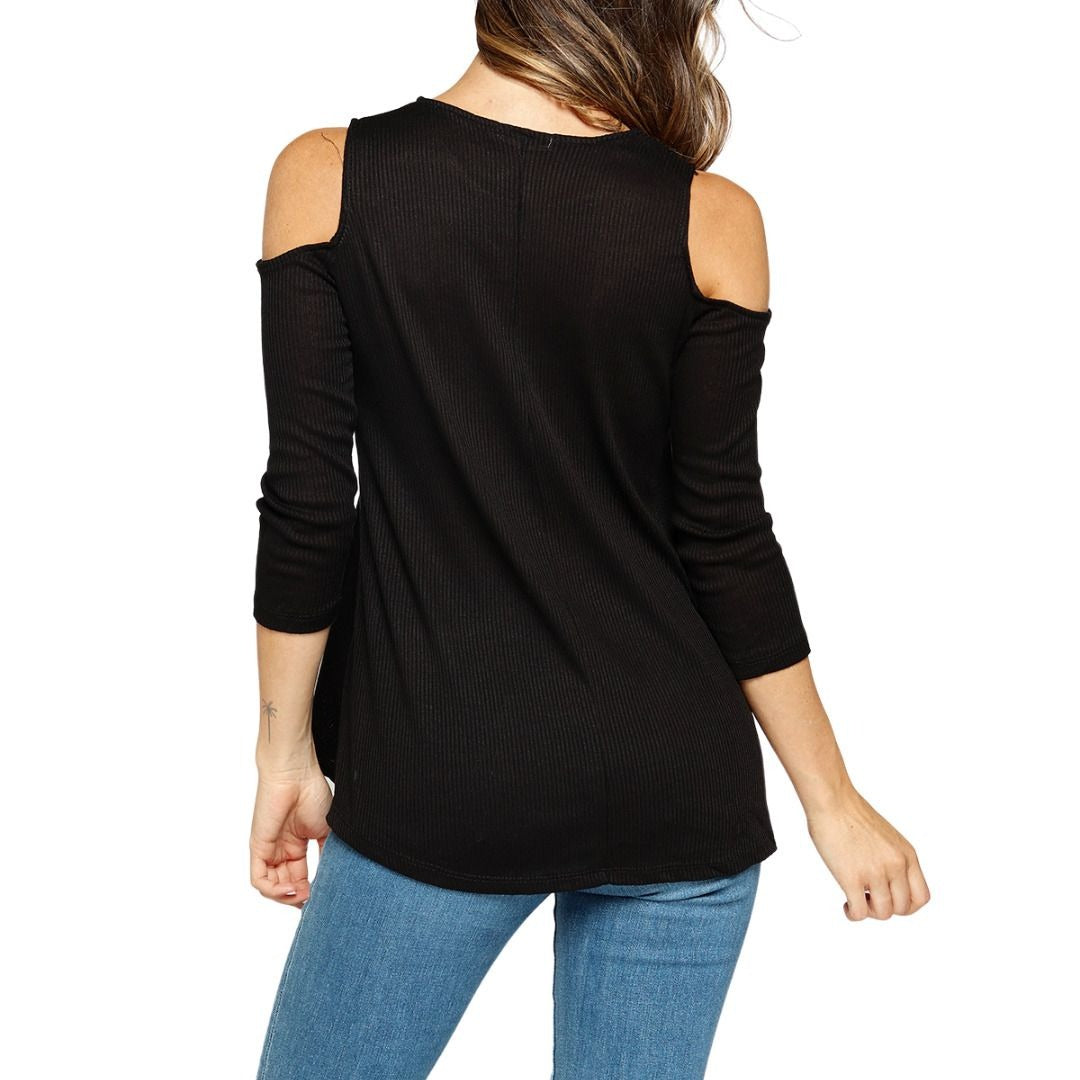 Cold Shoulder 3/4 Sleeve Top By Heart & Hips