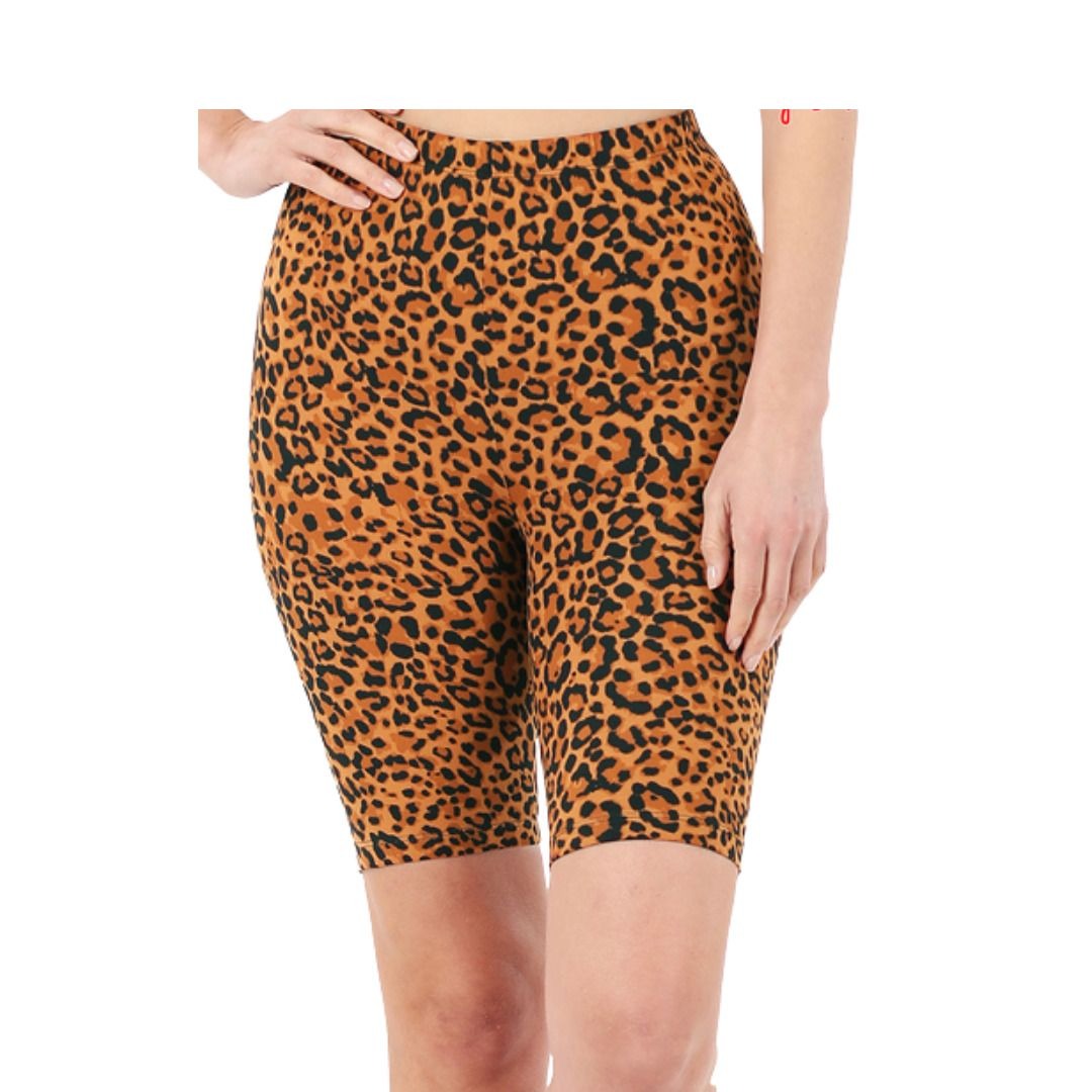 Leopard Print High-Waisted Biker Shorts For Women