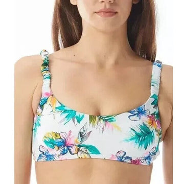 Sundazed MULTI Bella Printed Shirred-Strap Bikini Swim Top, US Large
