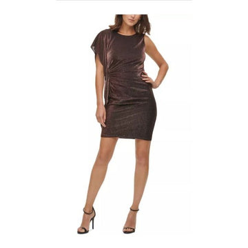 Metallic Vince Camuto One-Shoulder Ruched Cocktail Dress Size 14