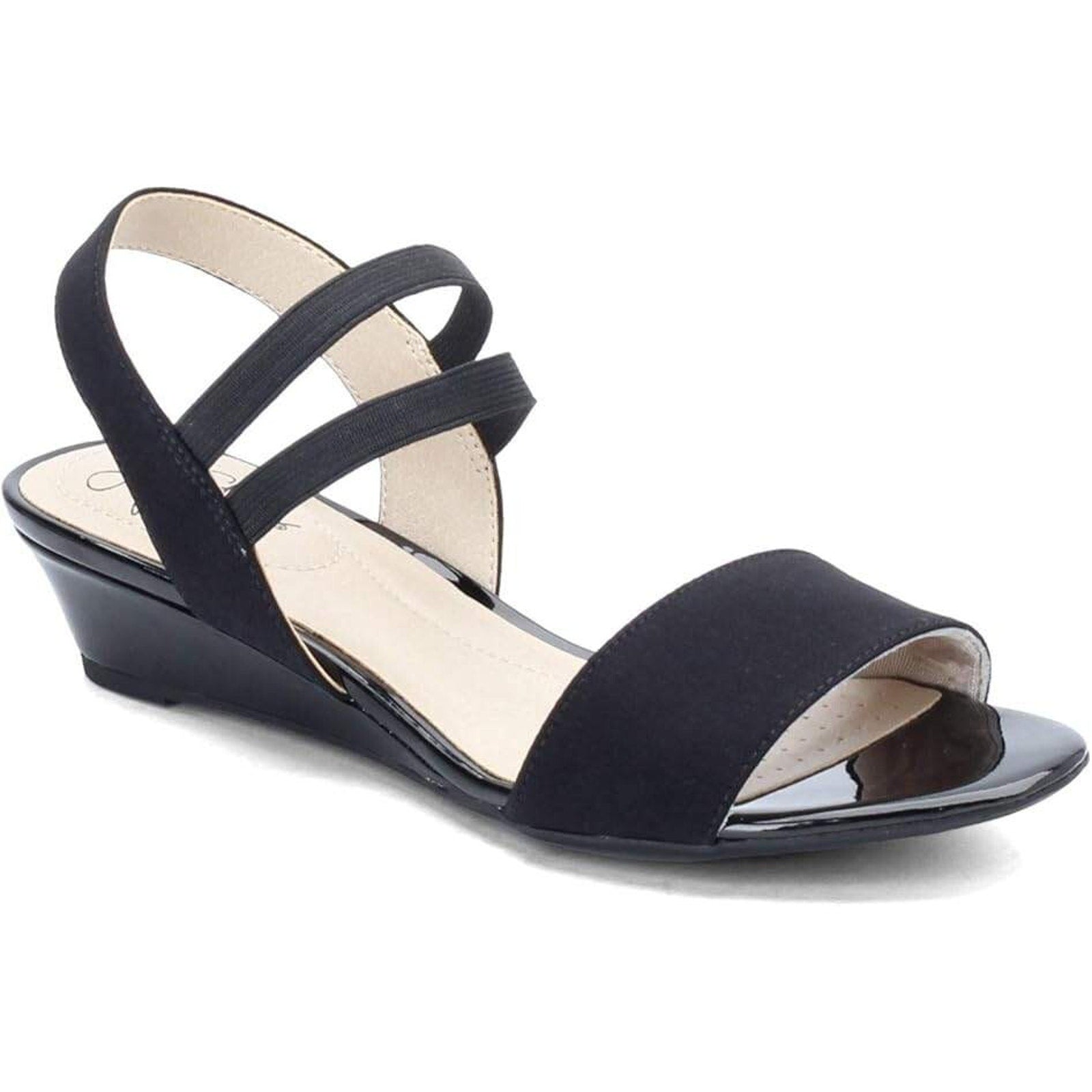 LifeStride Women's Yolo Ankle Strap Wedge Sandals Black Size 7W