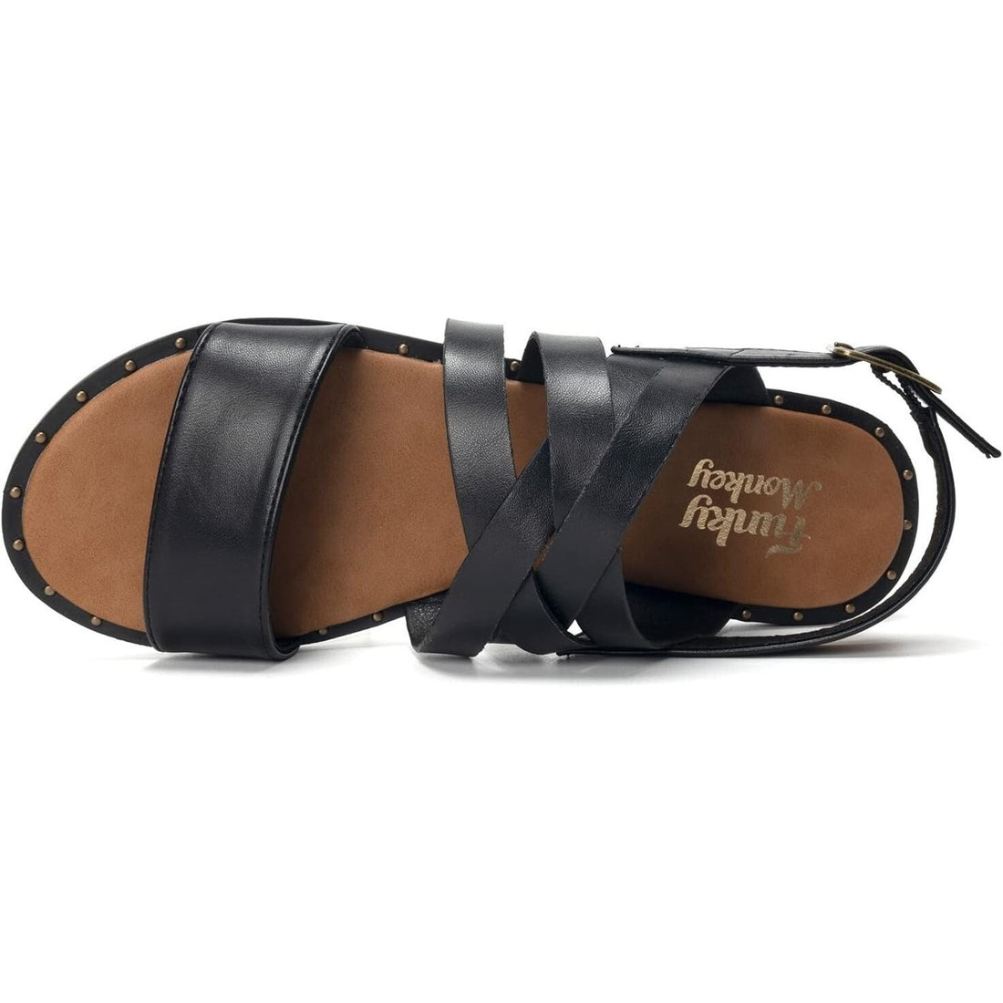 FUNKYMONKEY Black Strappy Flat Sandals Women's Size 6 Open Toe Casual