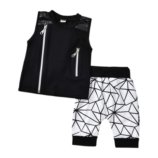 Toddler Boy Matching Set, Toddler Boy Black and White 2 Piece Outfit