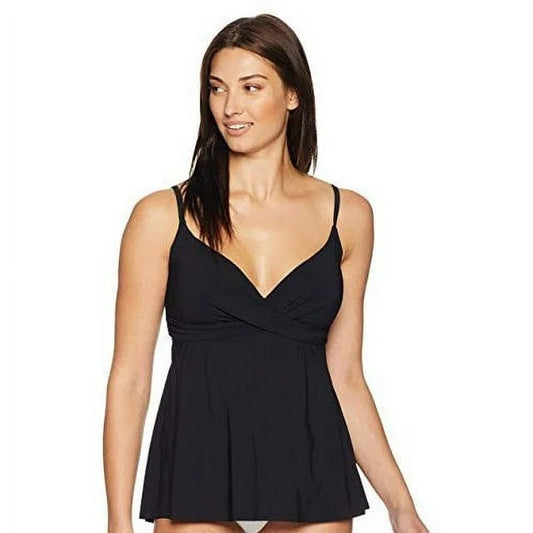 Contours by Coco Reef Women's Tankini Top - Molded Cups, Black, Size 10, 34D  - Front View