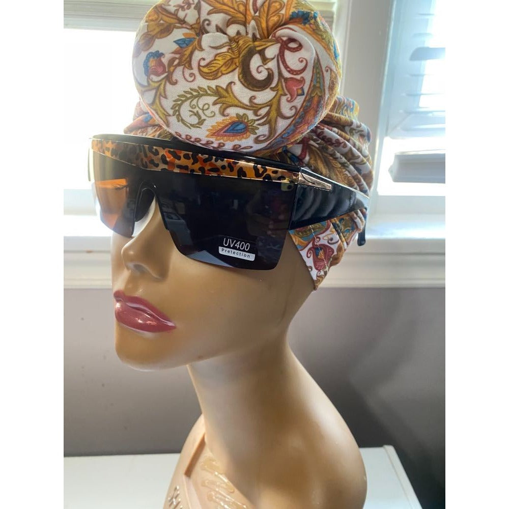 Stylish Oversized Leopard Print UV400 Sunglasses - Women's Fashion Shades #36
