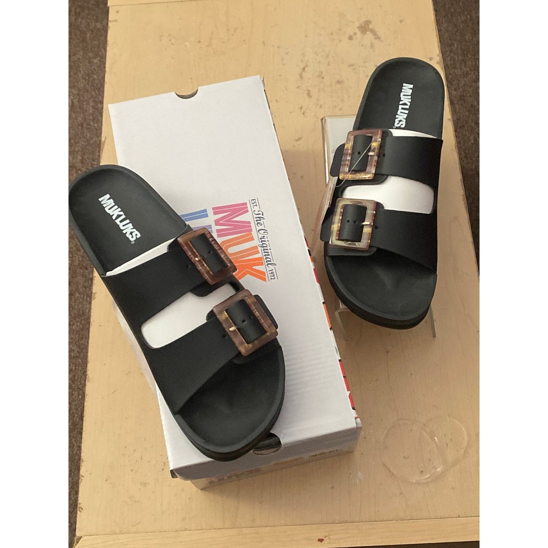 Muk Luks Grand Cayman Women's Sandals - Black Slip-On Sandals Size 8