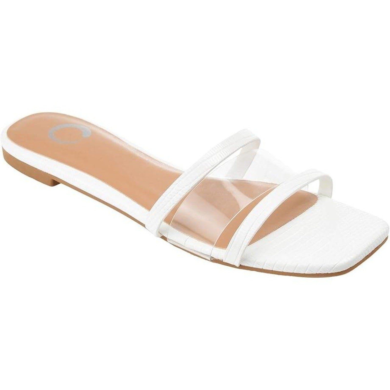 Journee Collection Ramira Women's White Slide Sandals Size 10M – Clear Strap