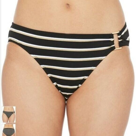 Lauren Ralph Lauren Dylan Striped Ring Bikini Bottoms - Size 14 Swimwear