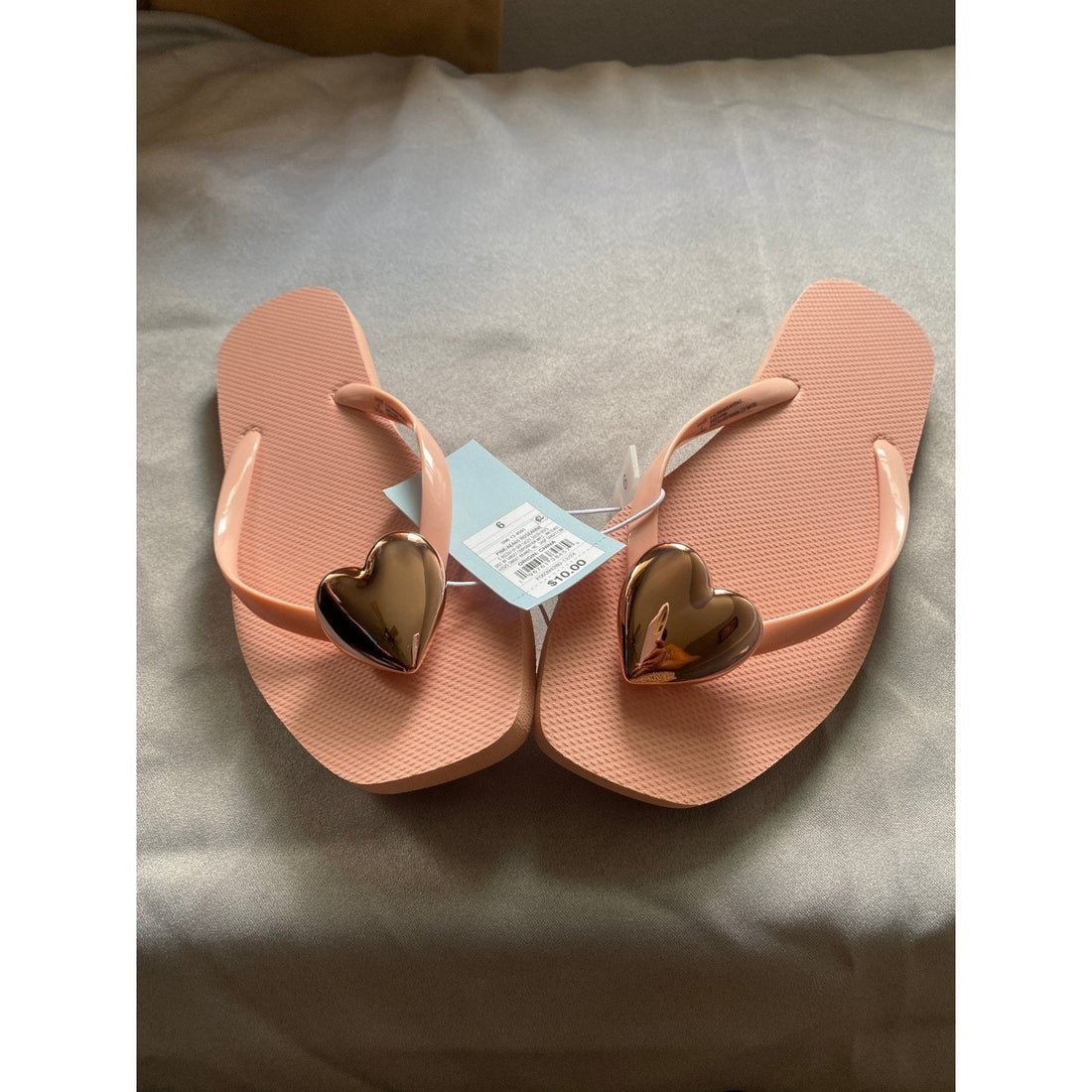 Shade & Shore Women's Heart Thong Flip Flop Sandals Roseanne Blush Size 6